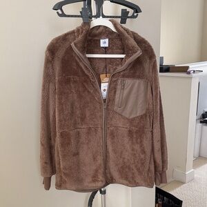 Cabi Theodore Coat - Brown Fleece Zip-Up Jacket